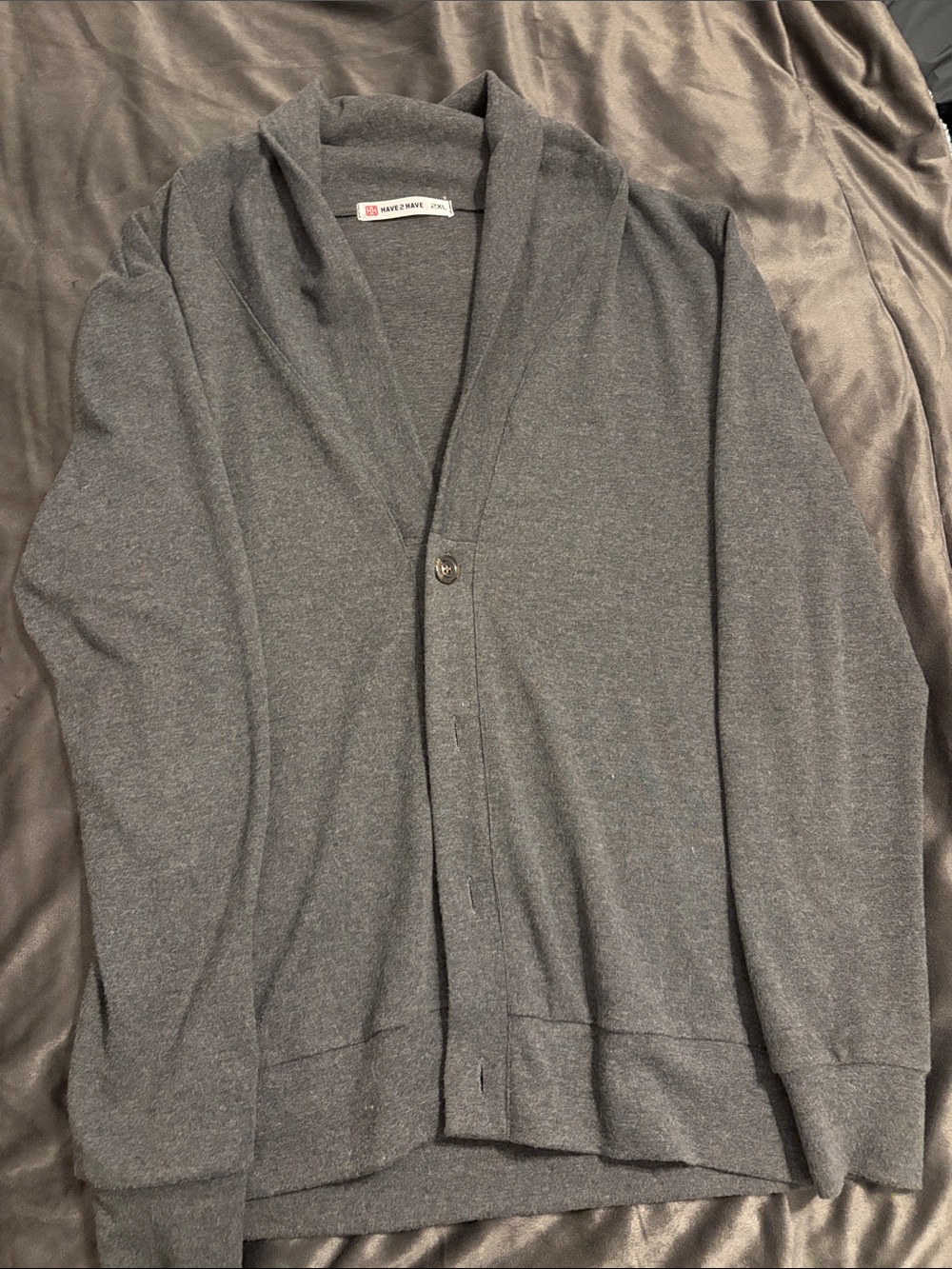 Have 2 Have Men's Gray Shawl Collar Cardigan